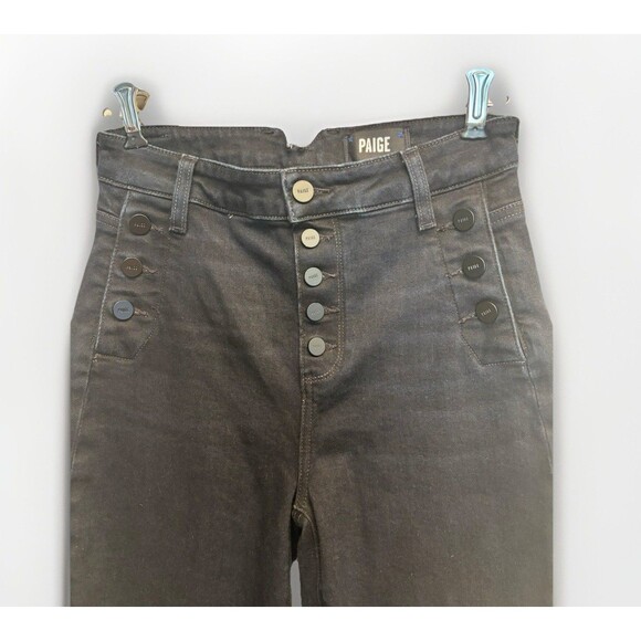PAIGE Emmie Straight Ankle in Vela Black Jeans Sz 26 Revolve - Picture 3 of 9